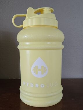 HydroJug Pale Yellow Sports Water Bottle with White Logo